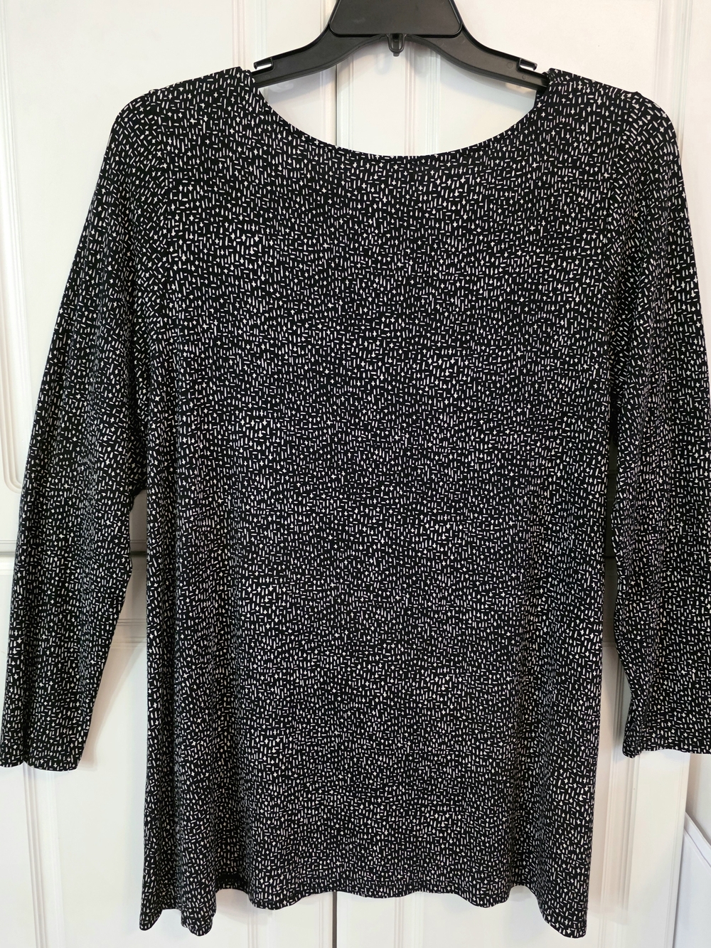 J. Jill Black and White Patterned Long Sleeve Tunic Top Lined- Size Large- EUC